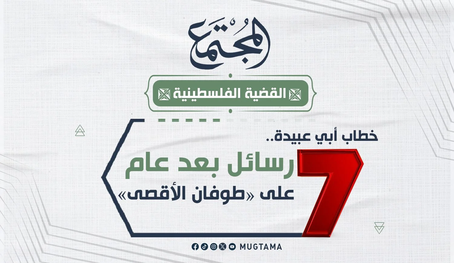 خطاب أبي عبيدة.. 7 رسائل بعد عام على «طوفان الأقصى»