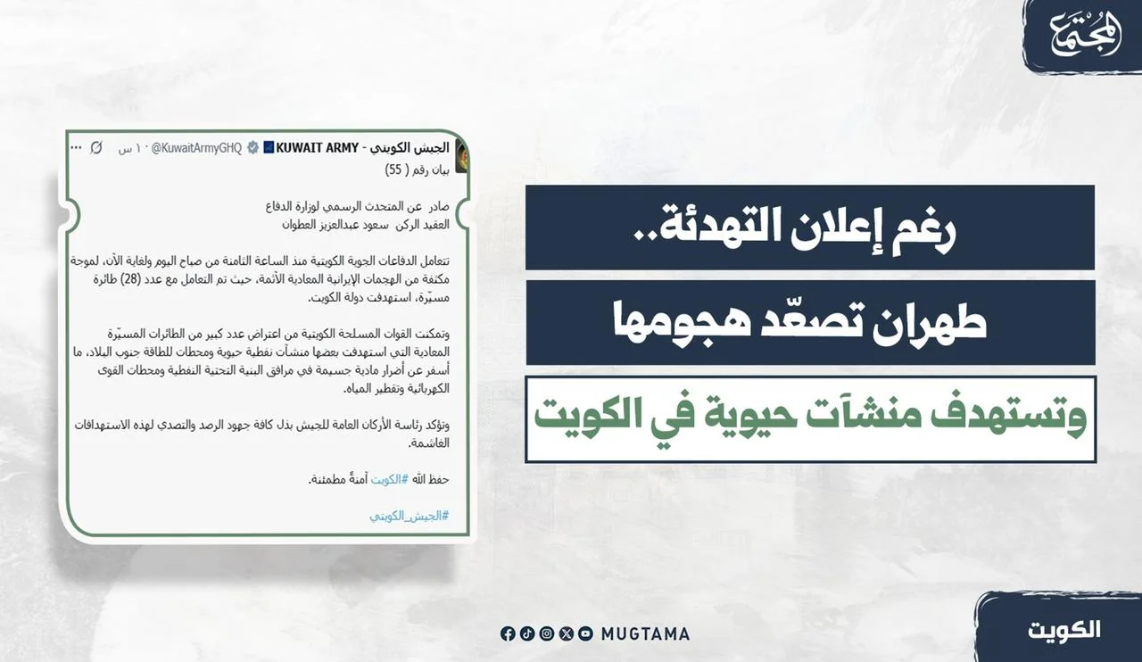 رغم إعلان التهدئة.. طهران تصعّد هجومها وتستهدف منشآت حيوية في الكويت