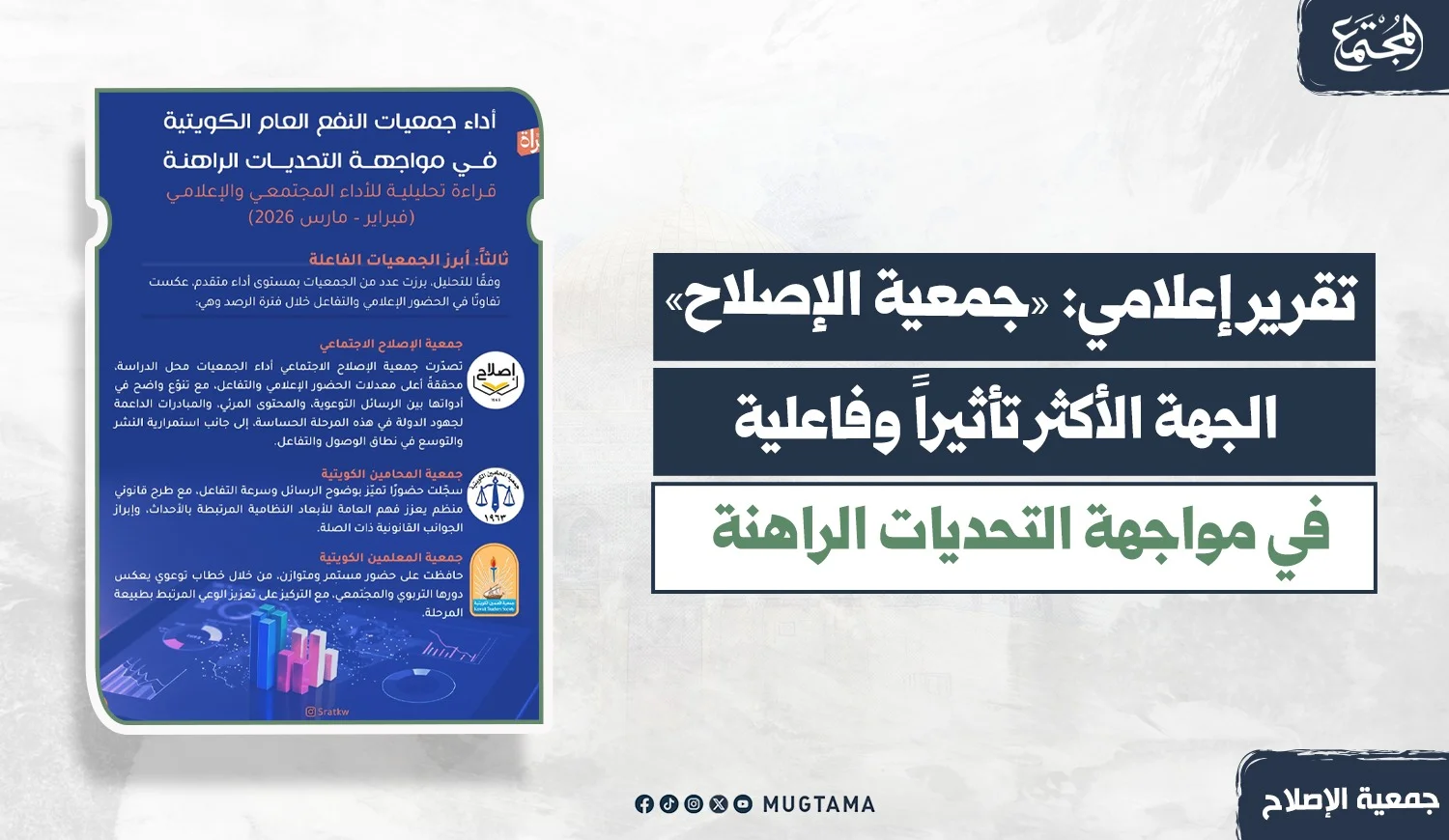 تقرير إعلامي: «جمعية الإصلاح» الجهة الأكثر تأثيراً وفاعلية في مواجهة التحديات الراهنة