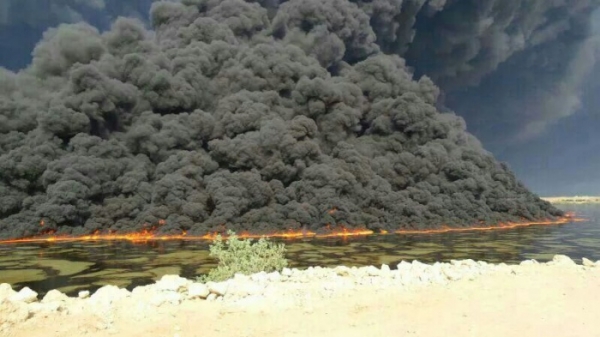 حريق نهر دجلة في العراق