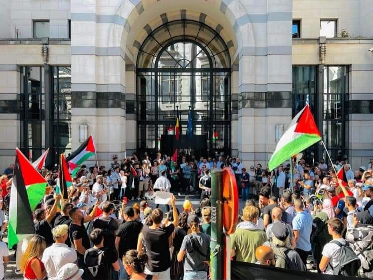 وقفة أمام وزارة الخارجية البلجيكية دعماً لغزة وتنديداً بالعدوان الصهيوني في أغسطس 2022
